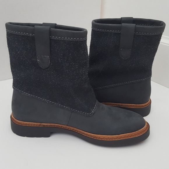 Clarks Trace Fern Dark Gray Combi leather pull on boots - Picture 5 of 7